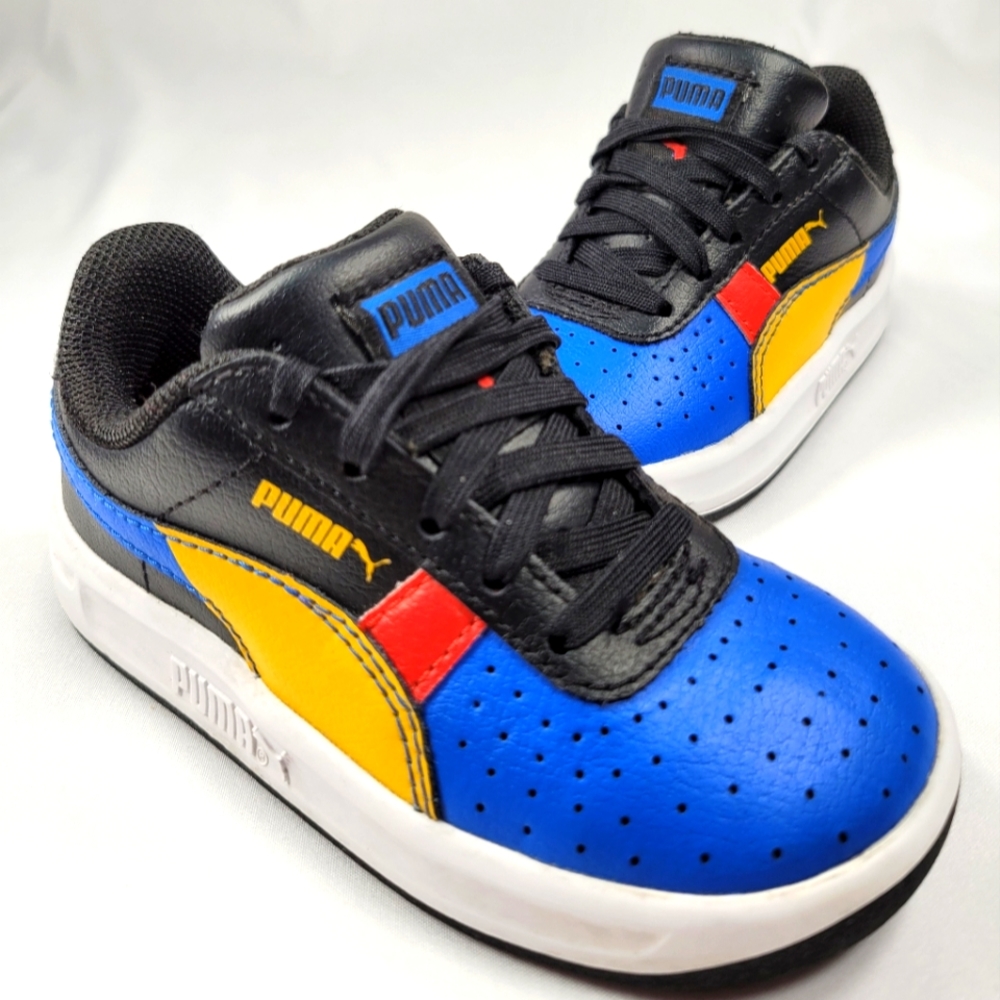 PUMA Blue/Yellow/Red/Black Infant Sneaker. Size 6C